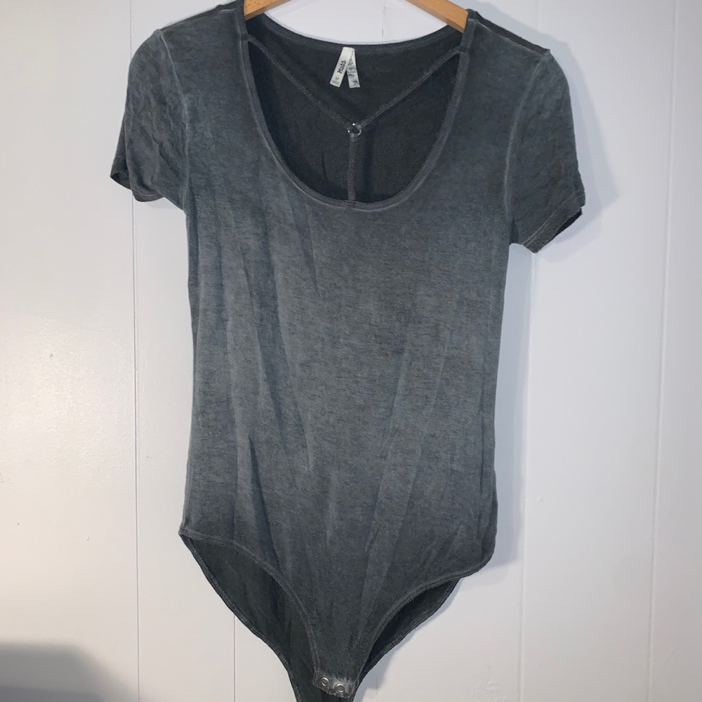 Grey Cutout Bodysuit